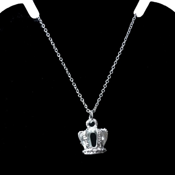 HAND Crafted Silver Plate Necklace Chain Coronation Crown Jewels 3-D Pendant - Picture 1 of 7
